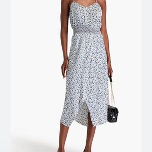 Maje Blue and White Floral Midi Dress